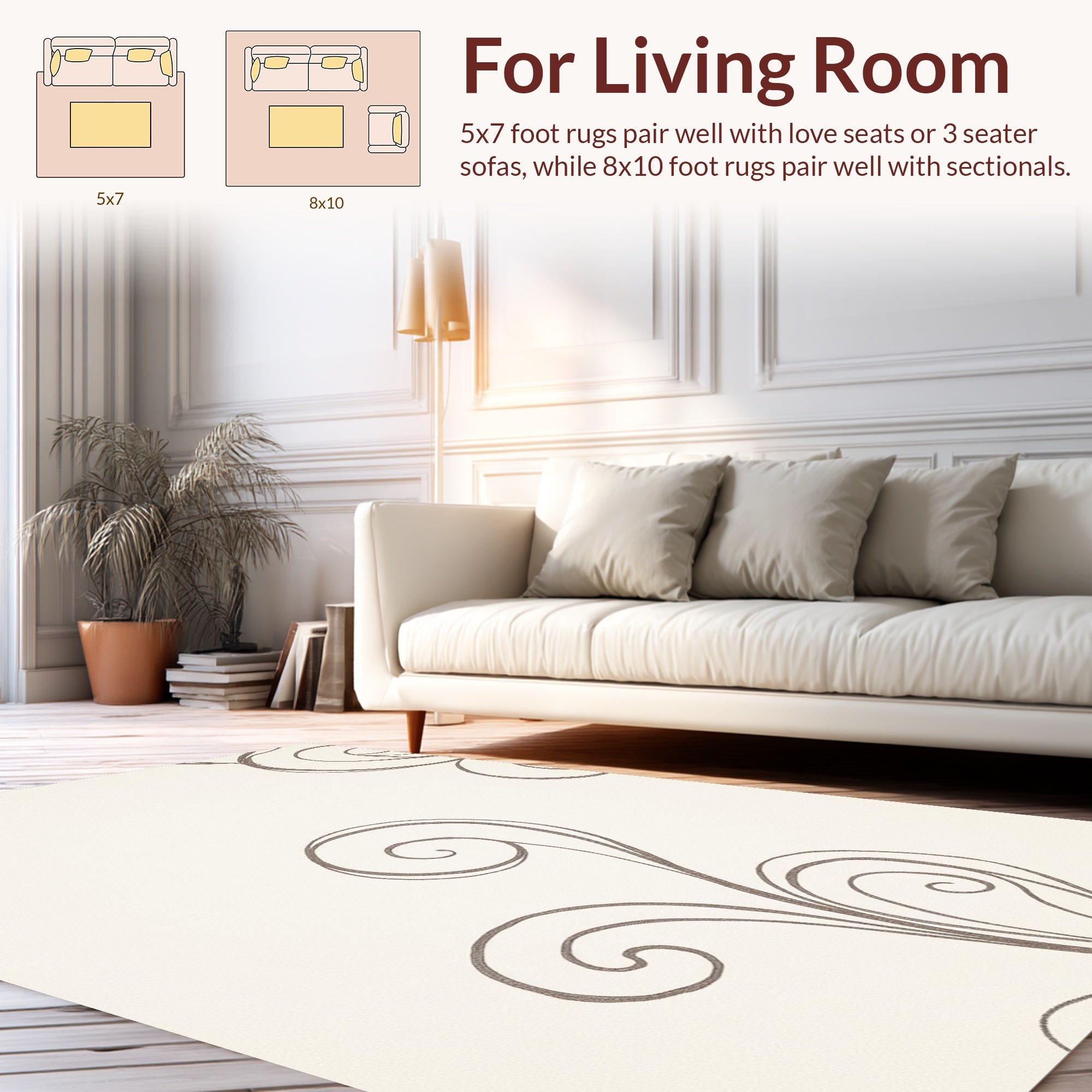 Swirl Floral Pattern Design Rug