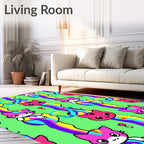 Cute Kitty Rainbow Swirl Pattern Rug