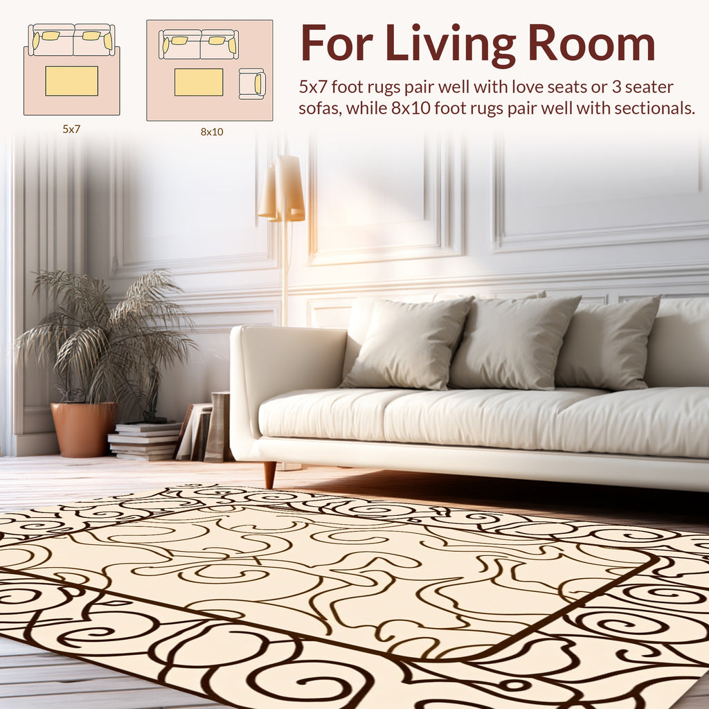 Ornate Scrollwork Vintage Style Rug