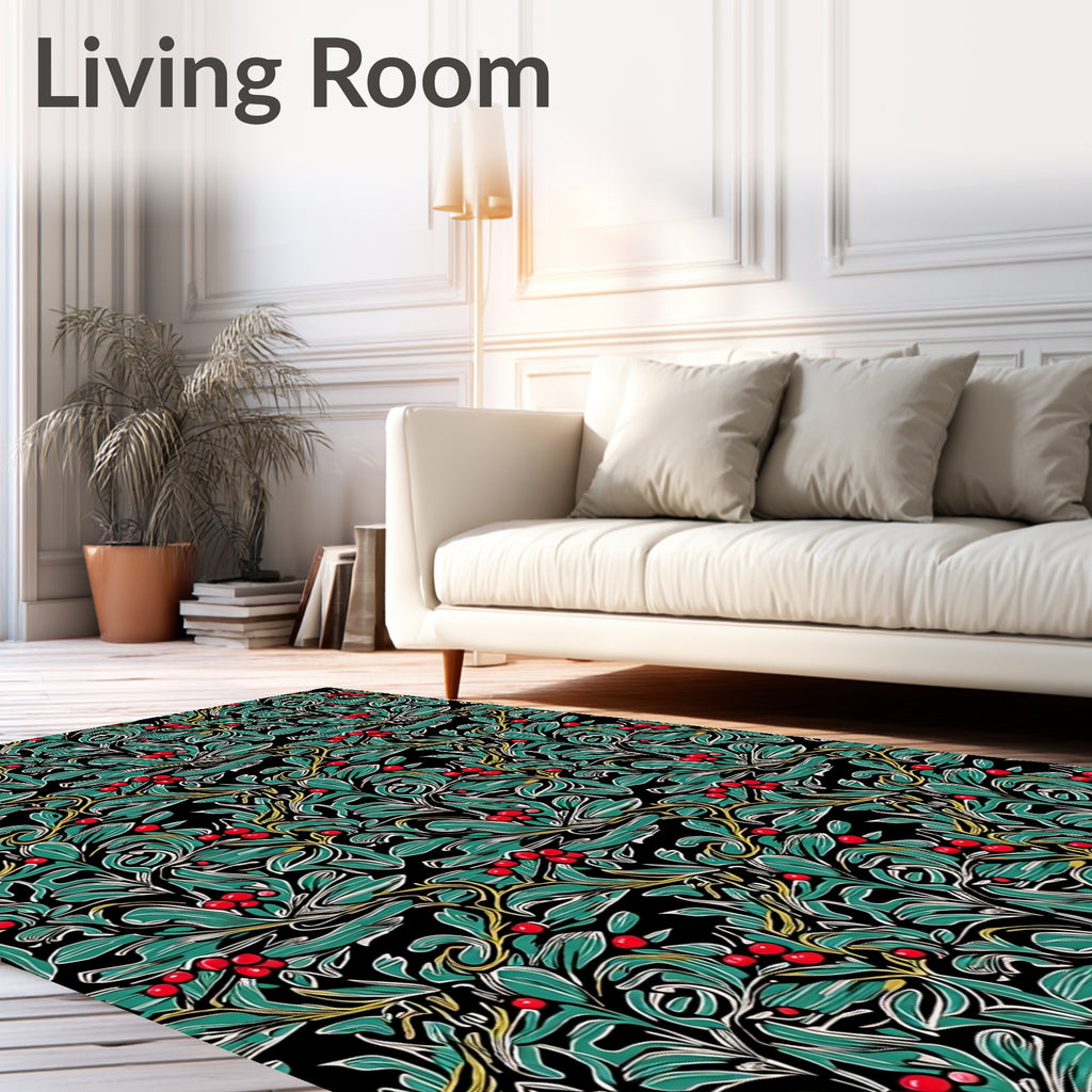 Art Nouveau Green Berry Vine Rug