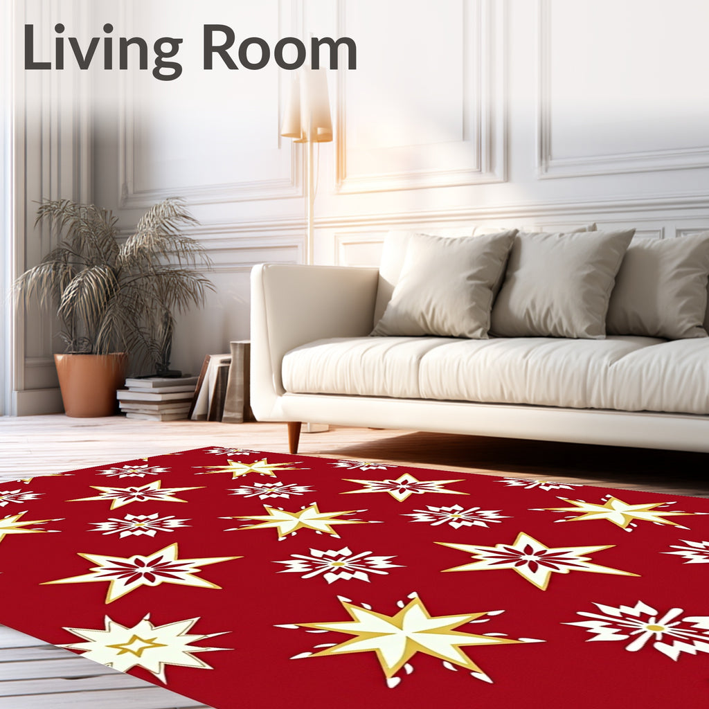 Red And White Star Pattern Rug