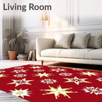 Red And White Star Pattern Rug