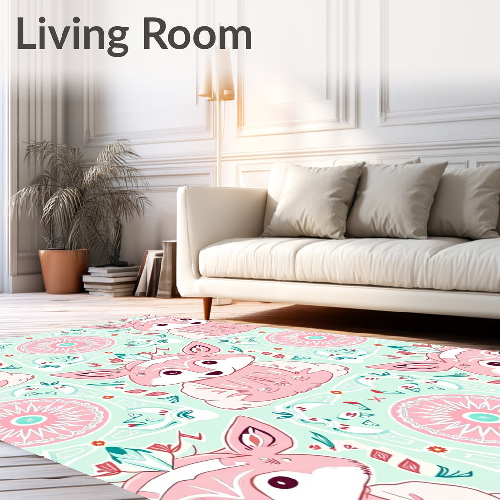 Cute Fox Mandalas Pattern Design Rug