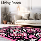 Pink Maroon Floral Symmetry Rug