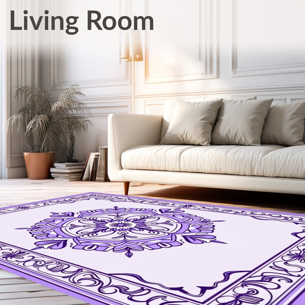 Elegant Violet Mandala Pattern Rug