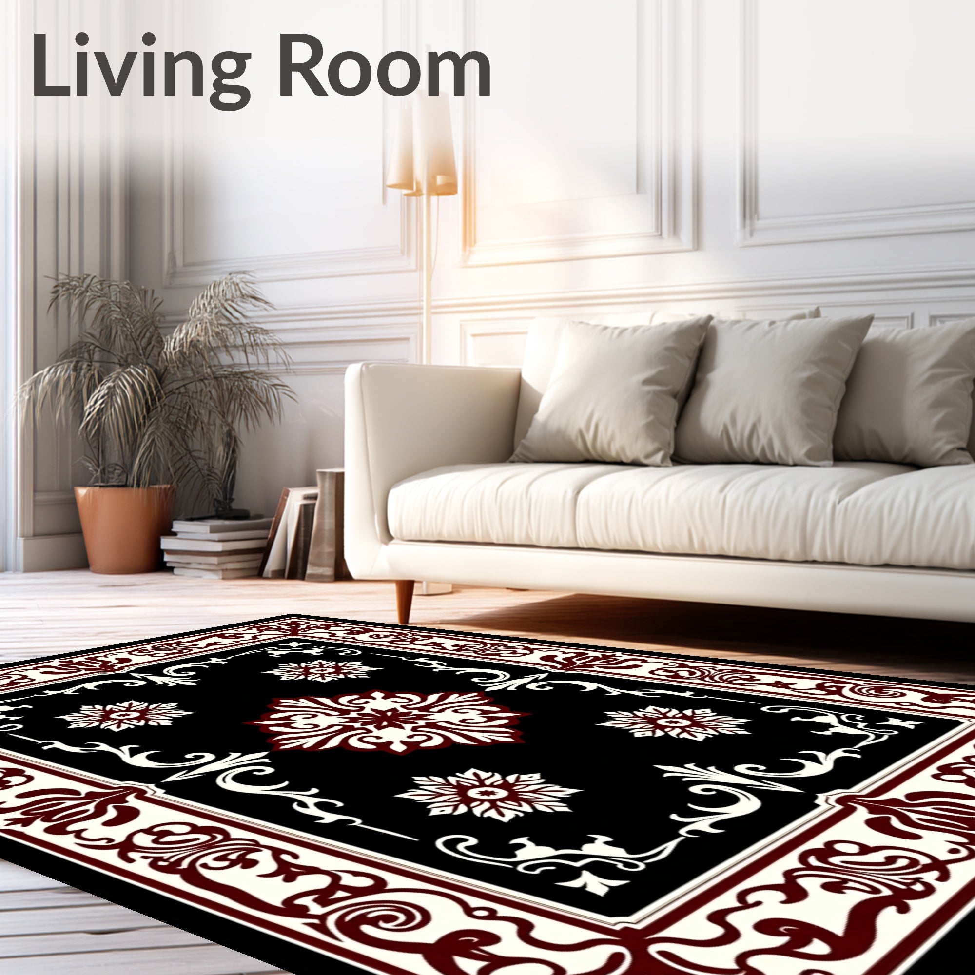Rich Traditional Floral Scrollwork Design Rug