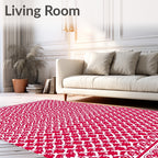 Ornate Red White Patterned Texture Rug