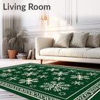 Forest Green Snowflake Pattern Rug