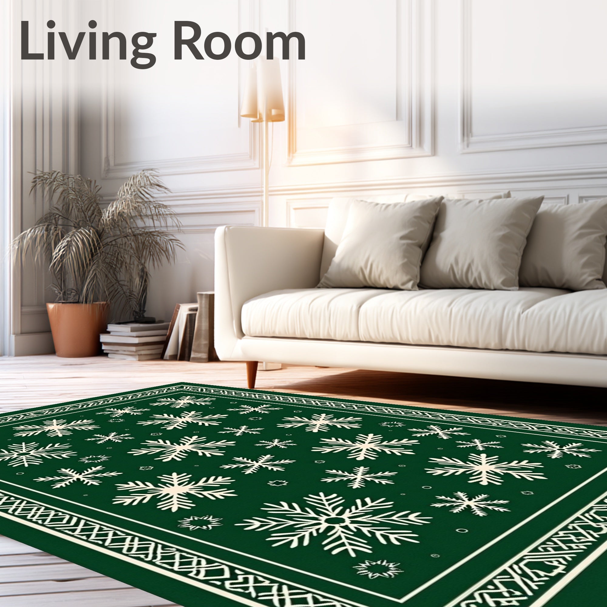 Forest Green Snowflake Pattern Rug