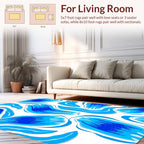 Fluid Blue Brush Stroke Pattern Rug