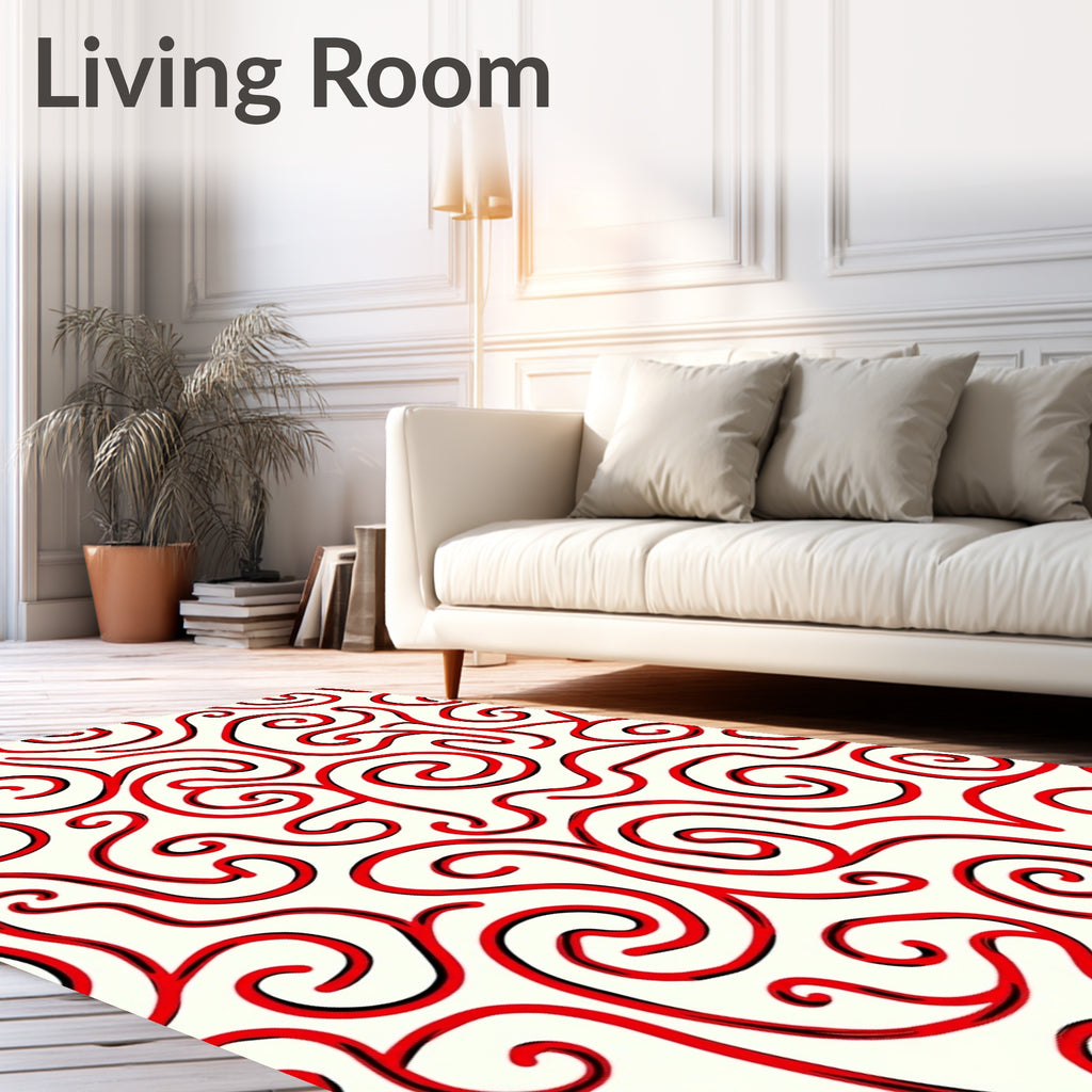 Red Swirl Abstract Pattern Rug
