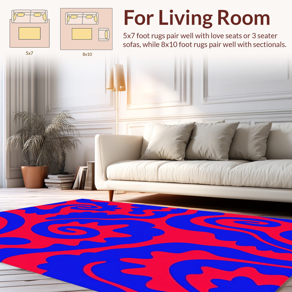Abstract Swirl Red Blue Pattern Rug