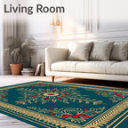 Teal Imperial Floral Medallion Rug