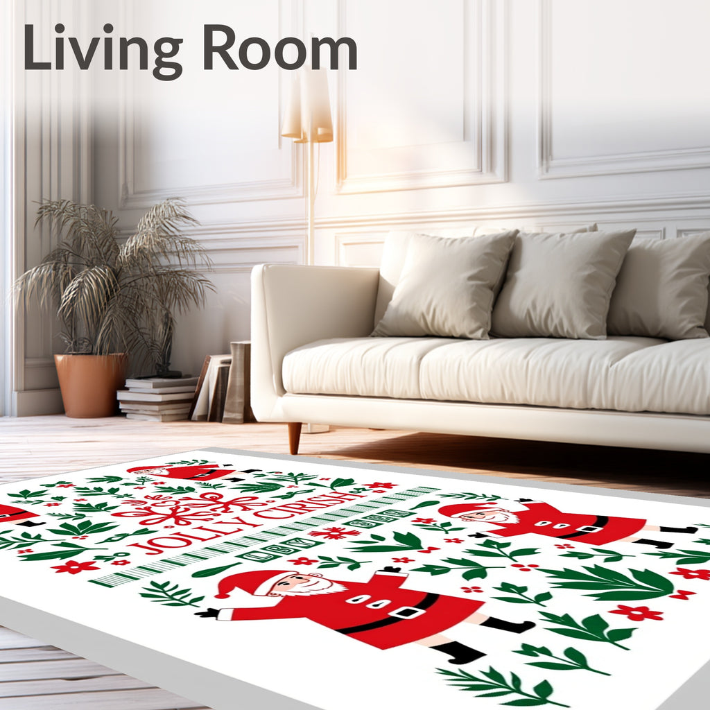 Jolly Red Santa Folk Art Rug