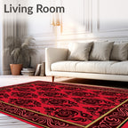 Regal Red Damask Pattern Rug