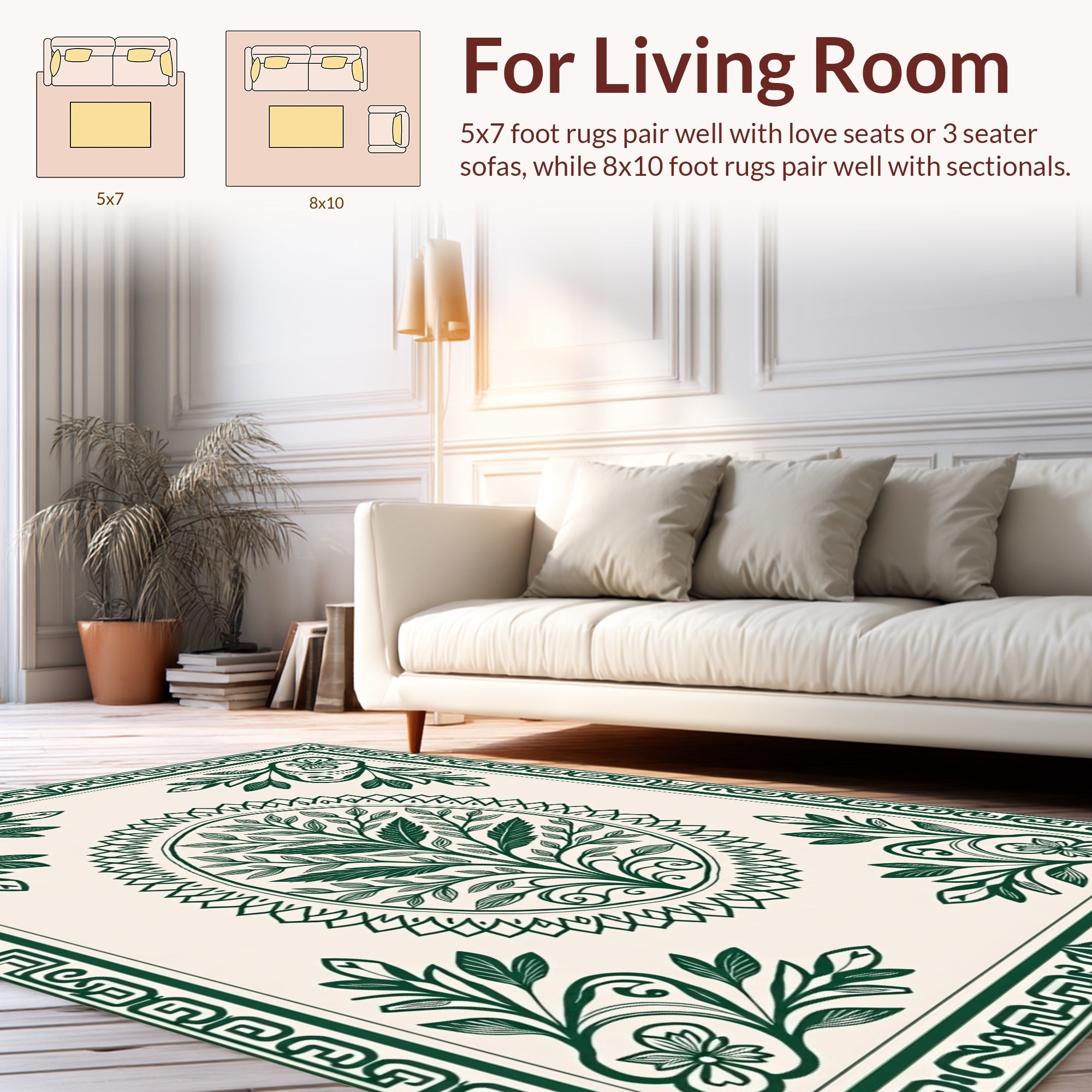 Elegant Tree of Life Floral Pattern Rug