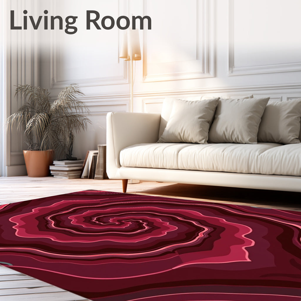 Crimson Agate Swirl Pattern Rug