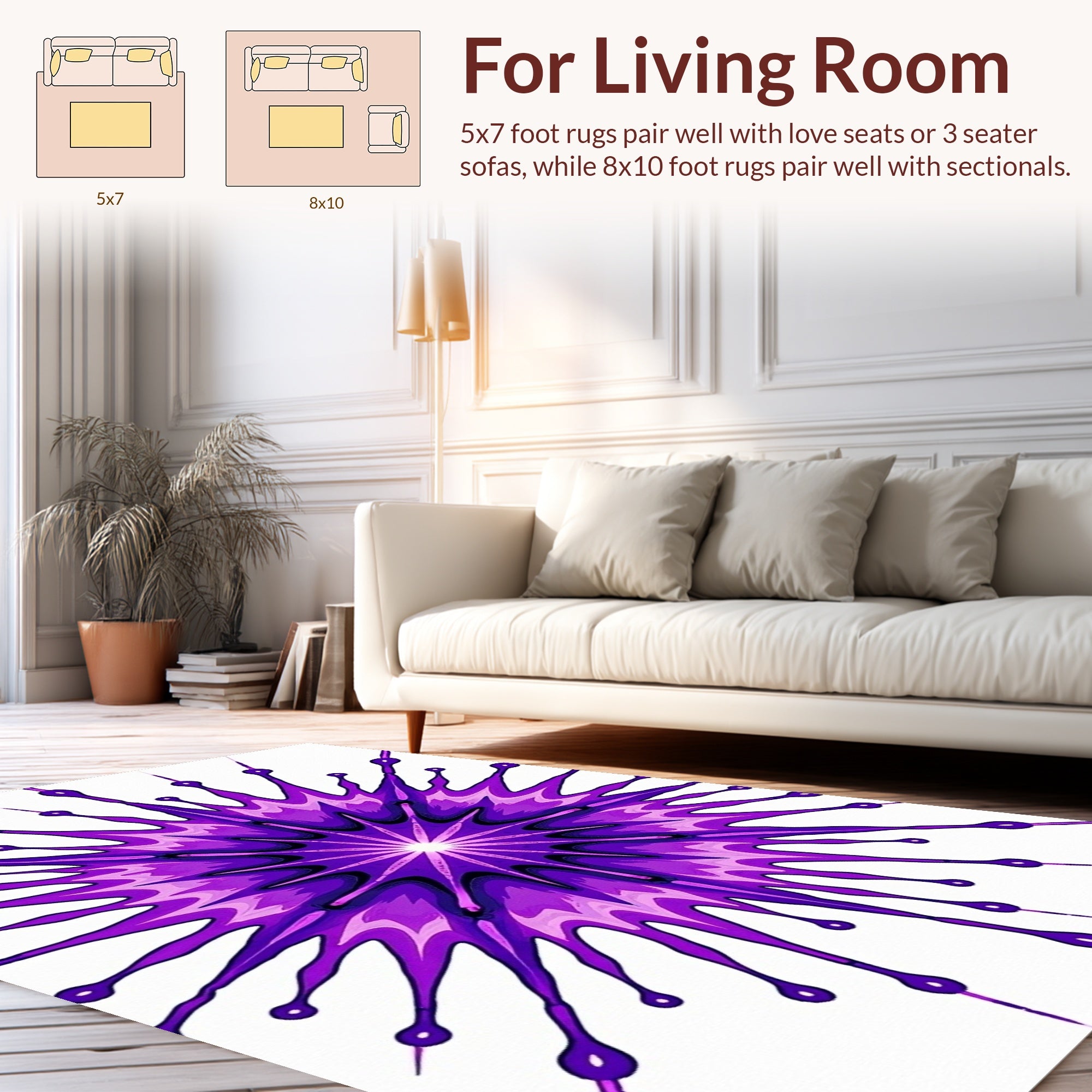 Vibrant Purple Starburst Pattern Rug