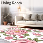 Pink Flower Pattern Floral Design Rug