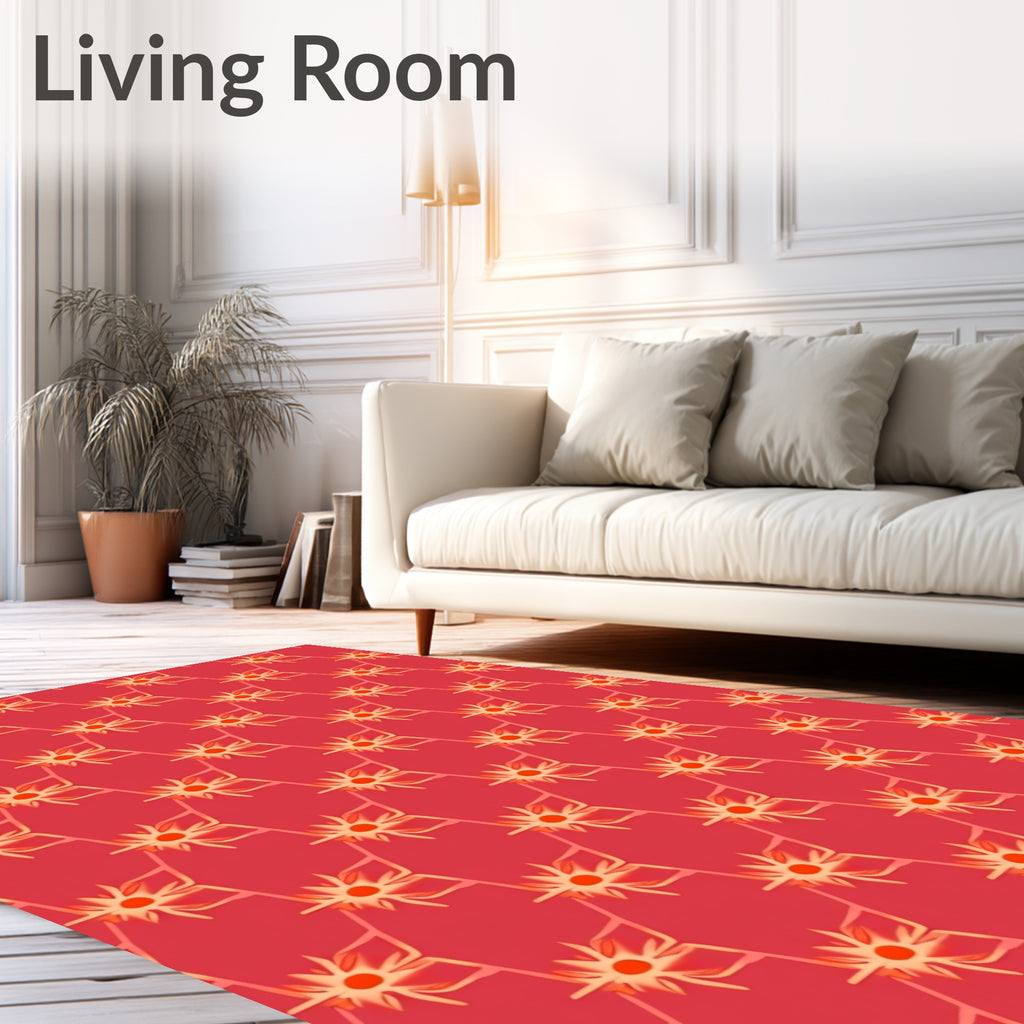 Coral Red Starburst Geometric Repeating Rug