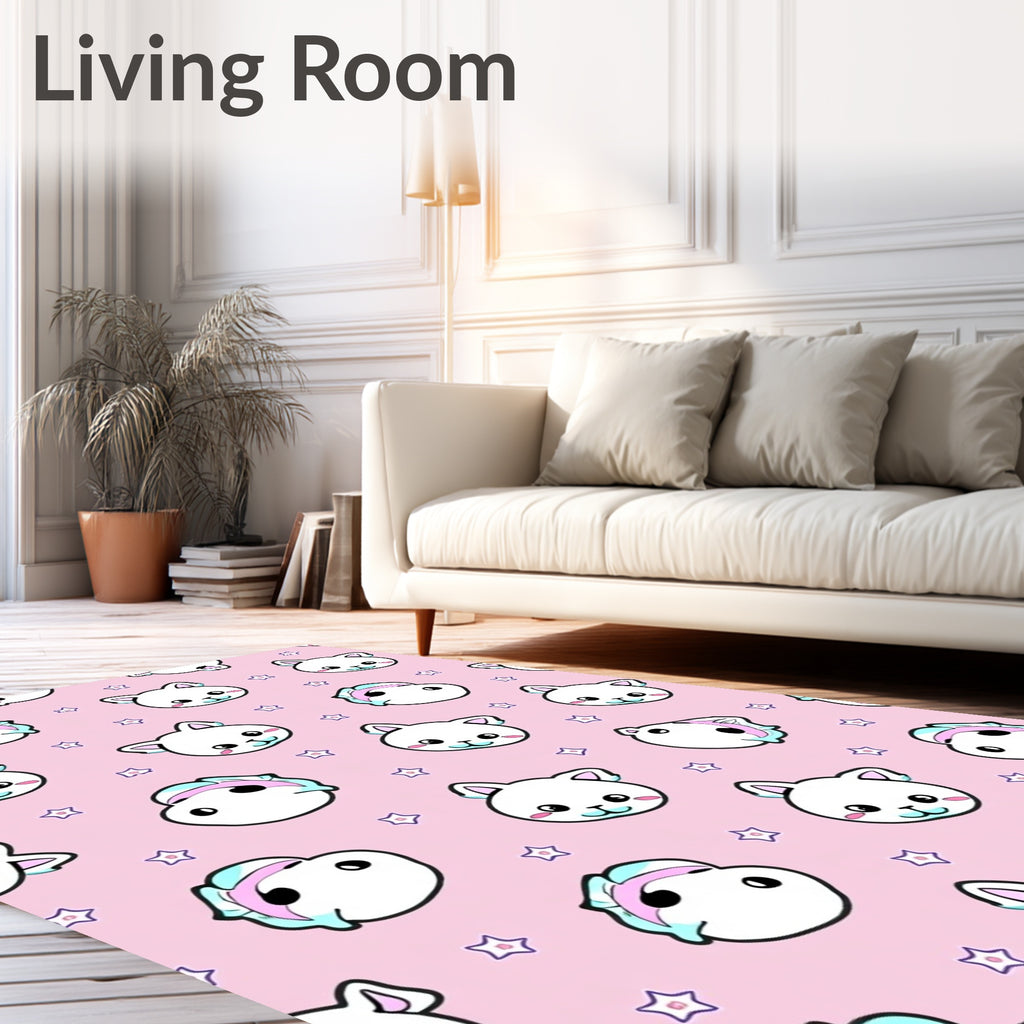 Cute Cat and Unicorn Star Pattern Rug
