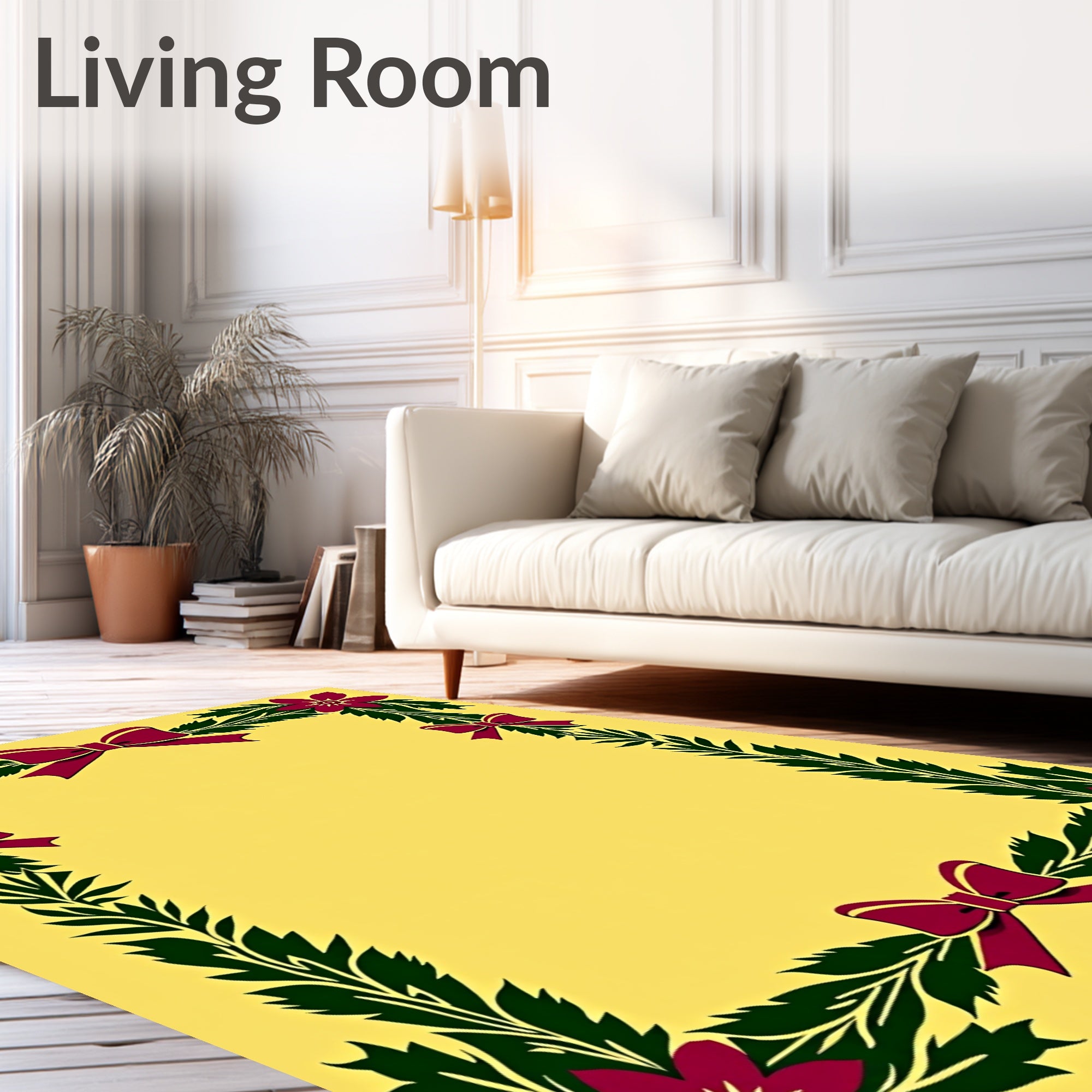 Floral Bow Border Design Rug