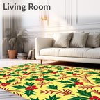 Green Red Holly Berry Pattern Rug