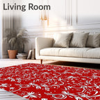Red Floral Vine Whimsical Pattern Rug