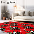 Bold Floral Geometric Red Design Rug