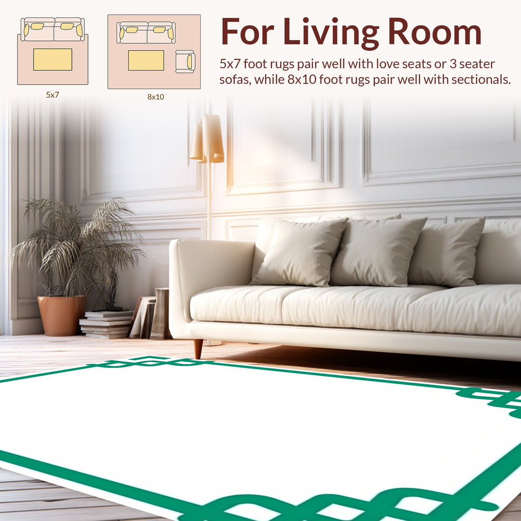 Geometric Teal Frame Rug