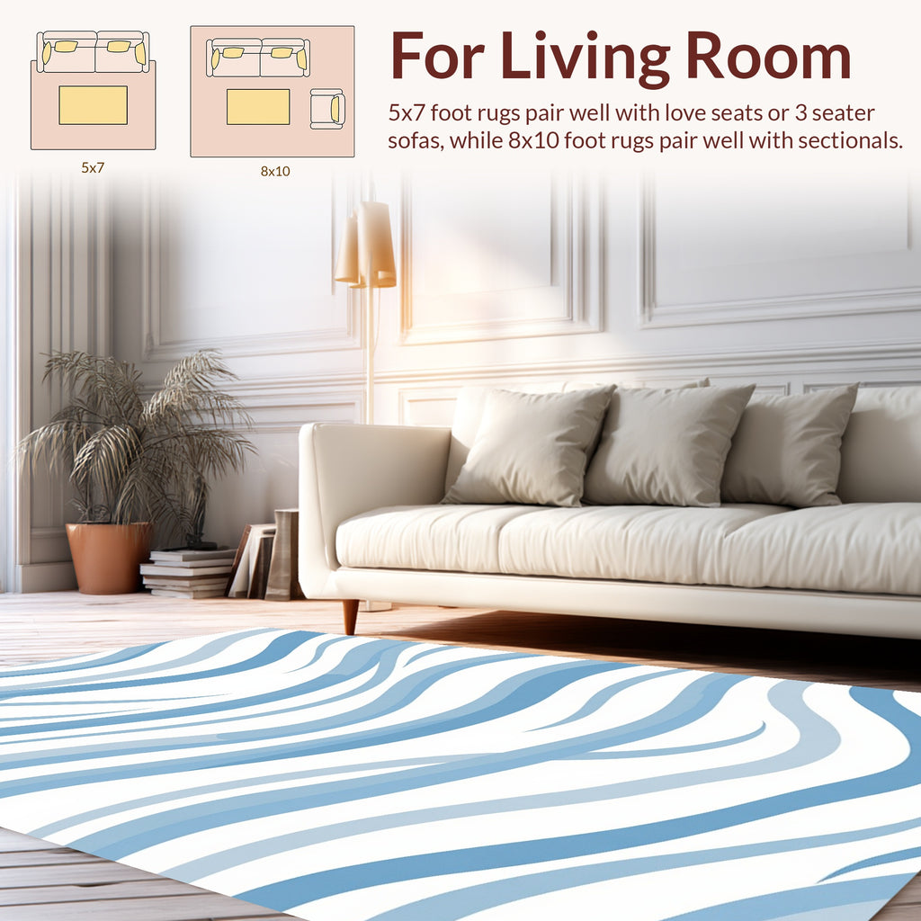 Blue Wavy Stripe Surface Design Rug
