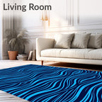 Dynamic Blue Wavy Lines Pattern Rug