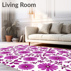 Floral Branches Purple Pattern Rug