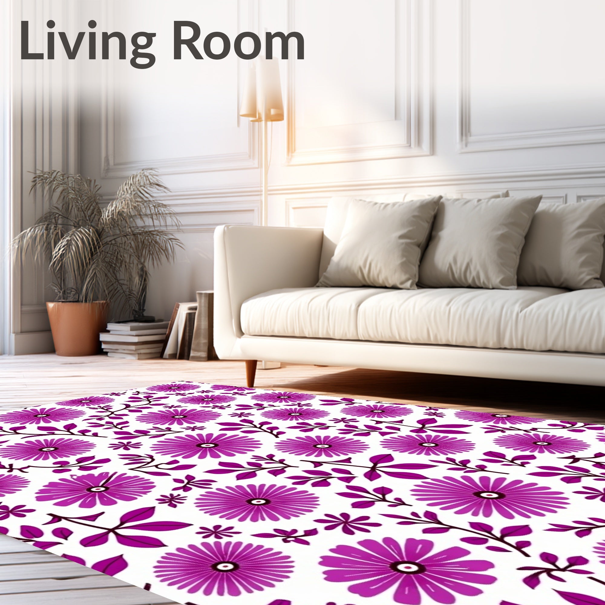 Floral Branches Purple Pattern Rug