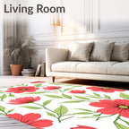 Coral Floral Botanical Pattern Rug