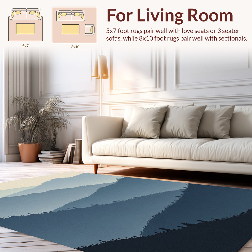 Misty Mountain Silhouette Pattern Rug