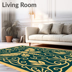 Golden Moth Floral Scroll Design Rug