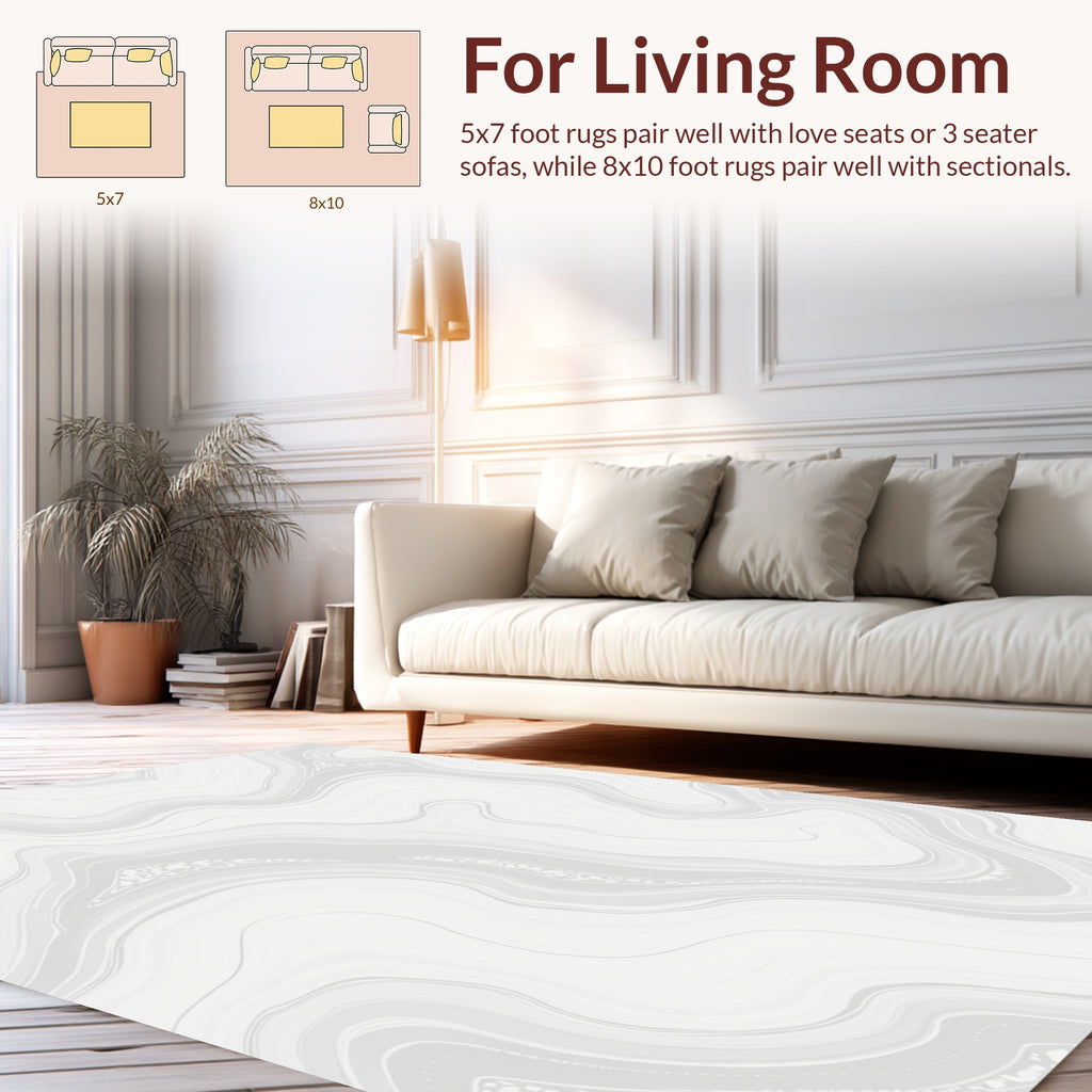 Elegant White Agate Swirl Pattern Rug