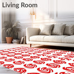 Red Floral Swirl Pattern Rug