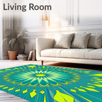 Radiating Teal 2 Petal Mandala Rug