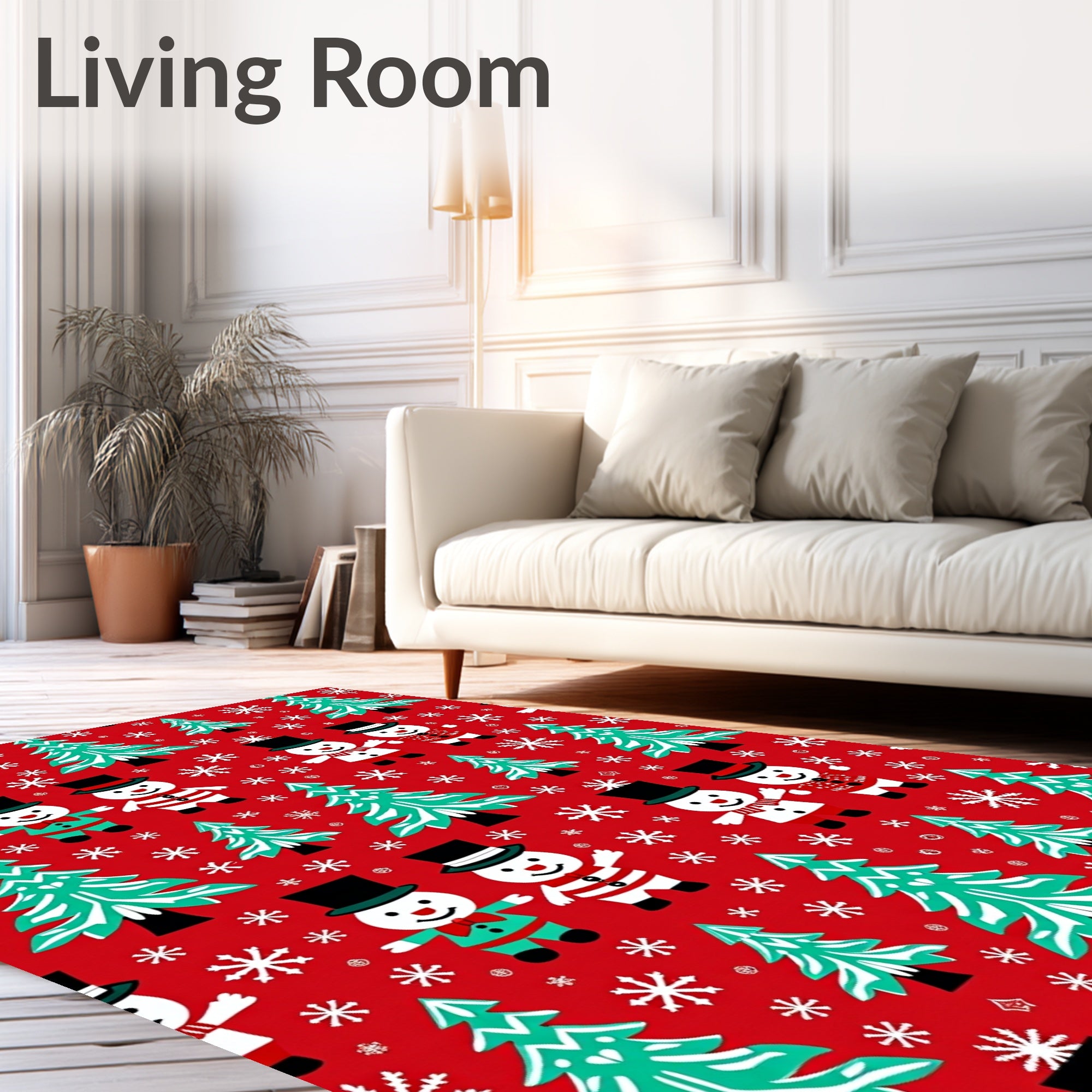 Holiday Snowmen Christmas Trees Rug