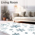 Winter Teal Snowflakes Blanket Rug