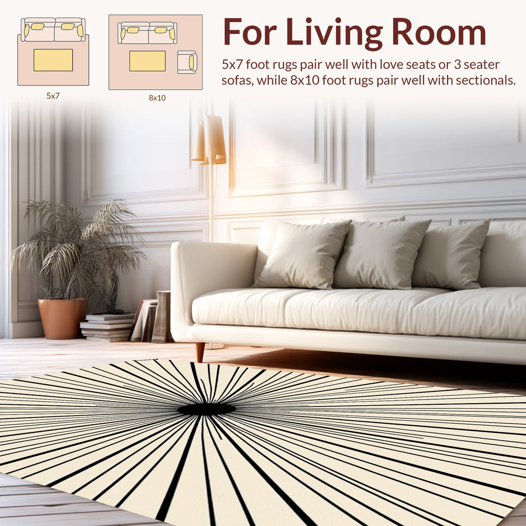 Minimalist Sunburst Geometric Design Rug