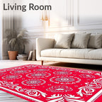 Red Floral Pattern with White Accents Rug