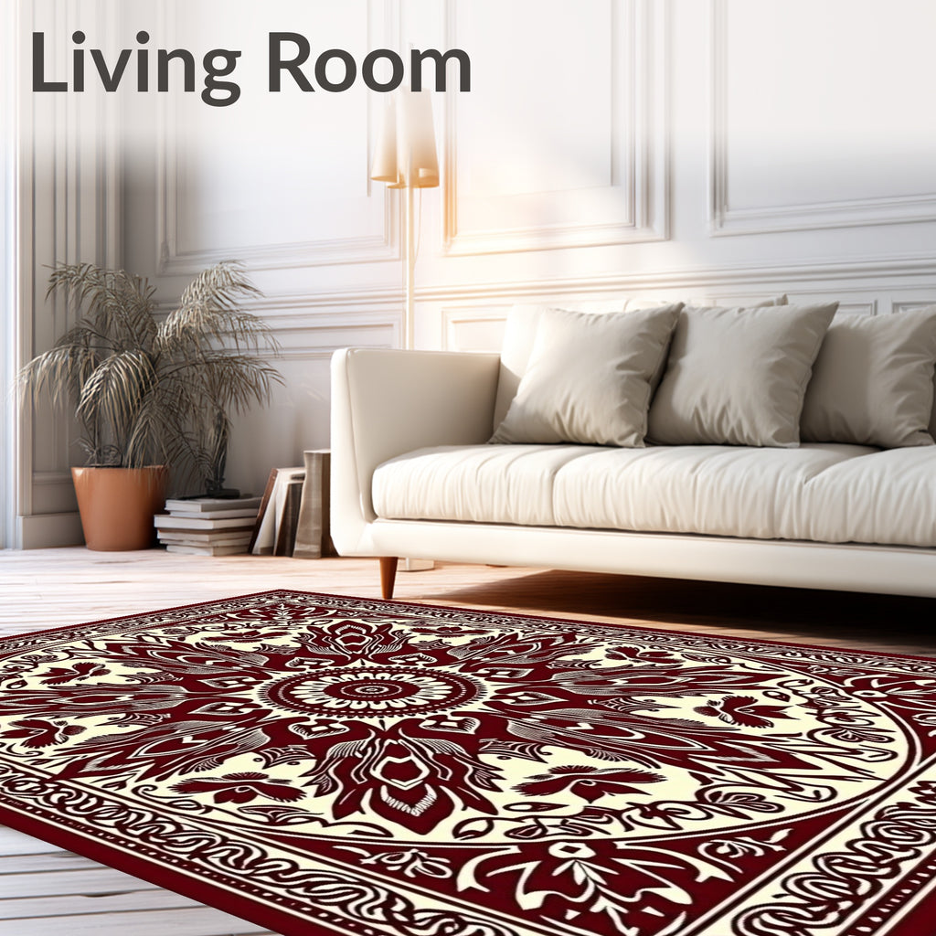 Intricate Floral Mandala Pattern Rug