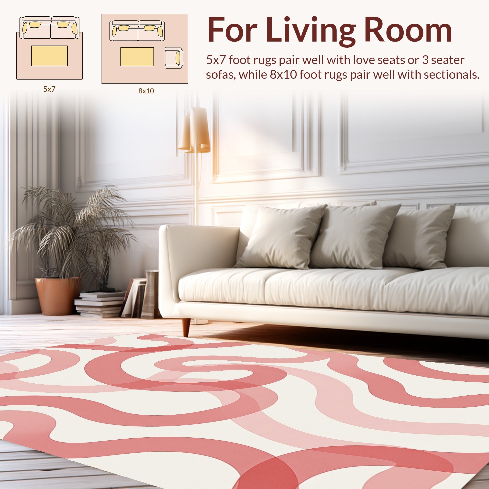 Coral Pink Swirl Abstract Pattern Rug