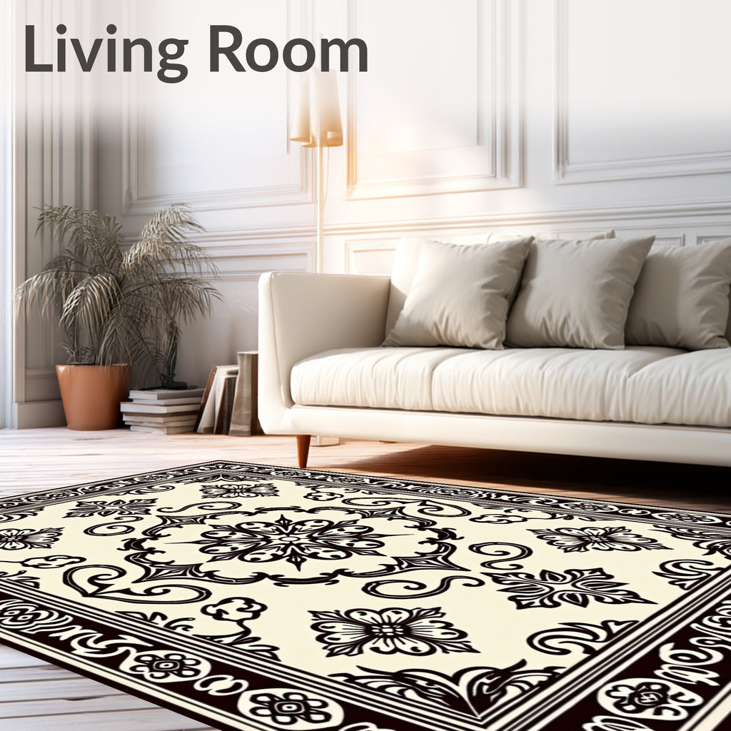 Classic Ornate Floral Scroll Pattern Rug