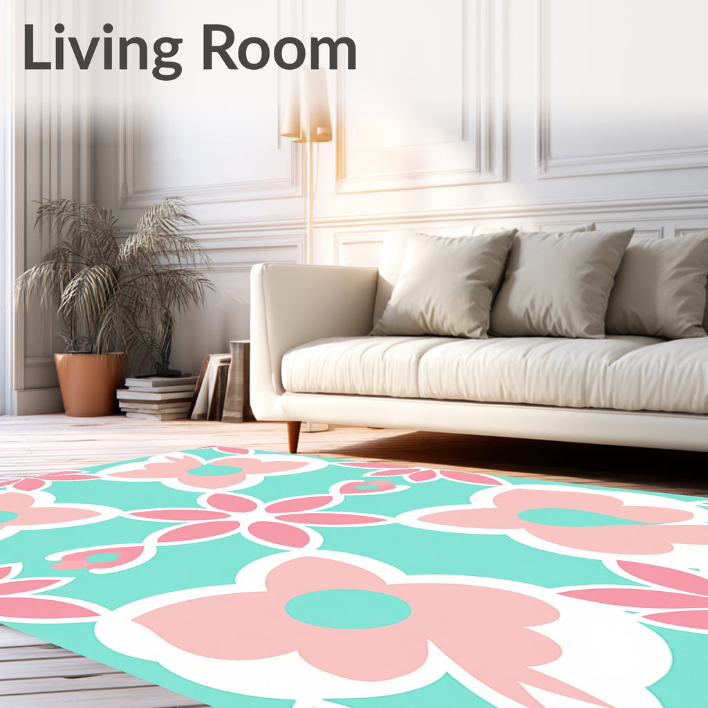 Pastel Floral Lattice Pattern Rug