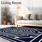 Geometric Circuit Board Inspired Design Rug