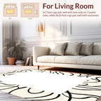 Abstract Black Wavy Line Design Rug